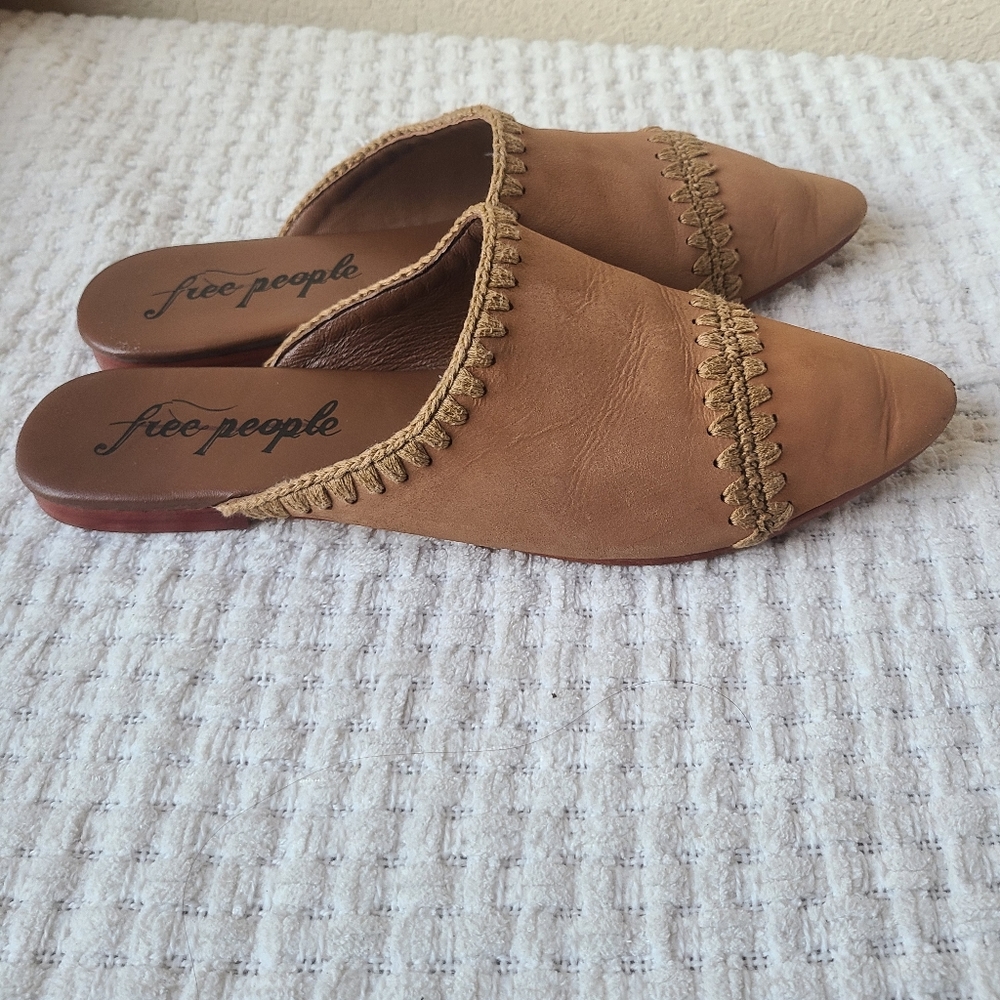 Free People Tan Brown Leather Slip-On Loafers